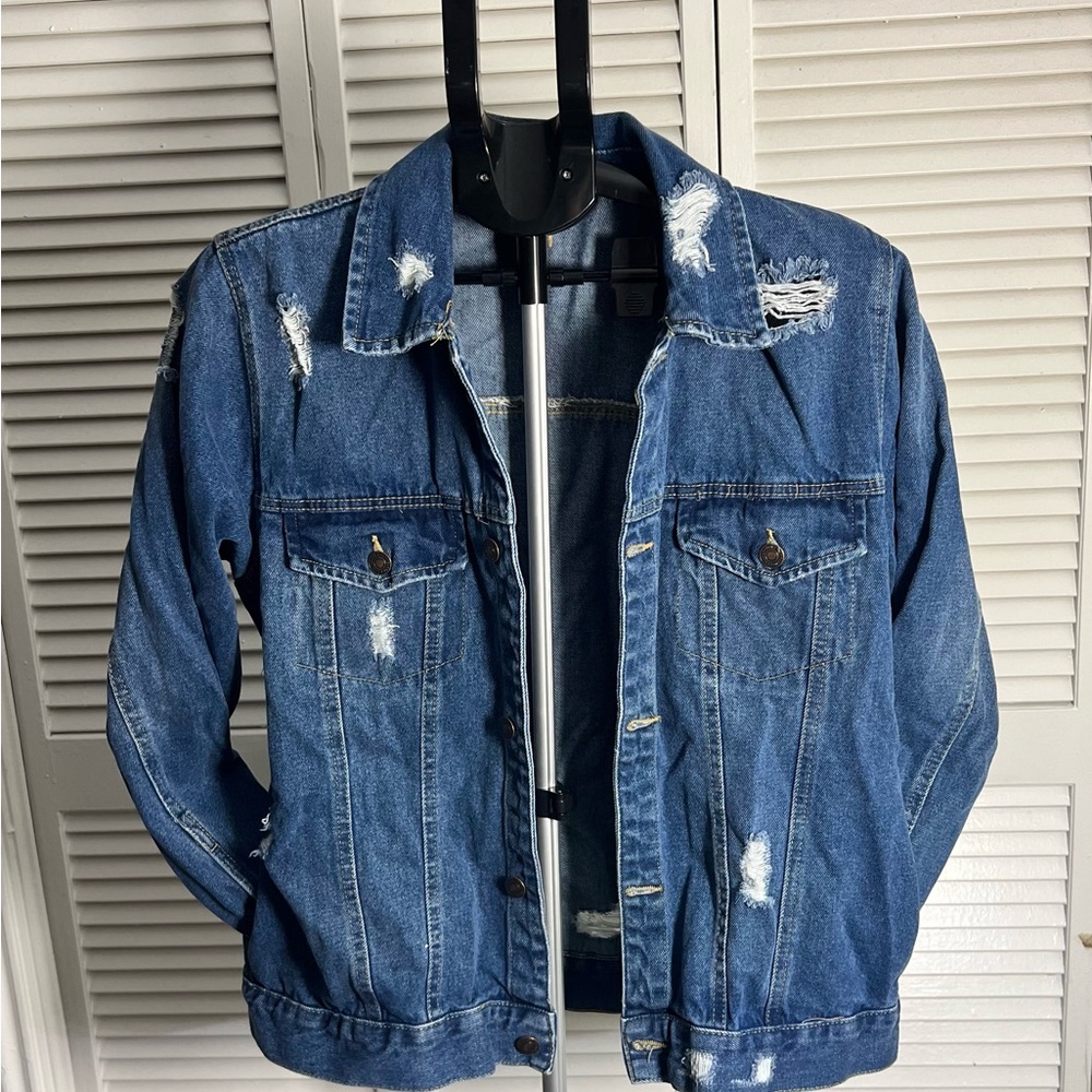 Classic Blue Distressed Denim Jacket